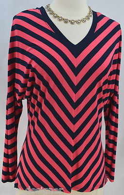PHILOSOPHY Republic Navy coral V neck raglan Top knit blouse hi low shirt  S NEW