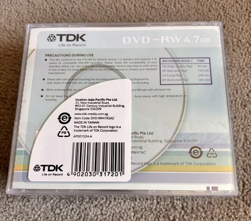 Brand New, Sealed Blank TDK DVD RW 4x 4.7 GB 5 pack recordable discs - 第 2/6 張圖片
