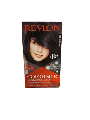 Revlon Hair Dye, Colorsilk 11 Soft Black 3D Color Gel ...