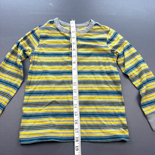 Tea Collection Shirt Boys 7 Striped Henley Long Sleeve Cotton Yellow Blue Gray - Picture 3 of 8