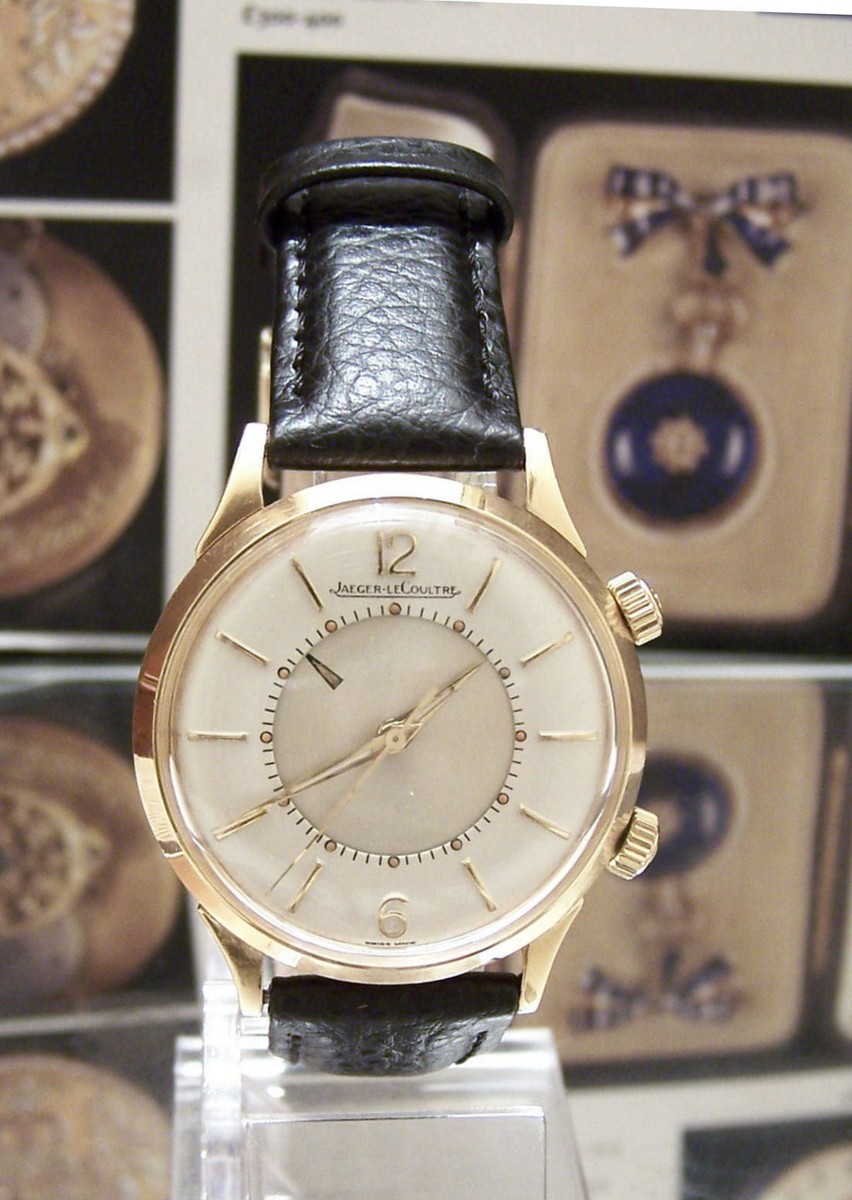 60'S JAEGER LECOULTRE MEMOVOX SOLID 18K GOLD ALARM WATCH ANTIQUE