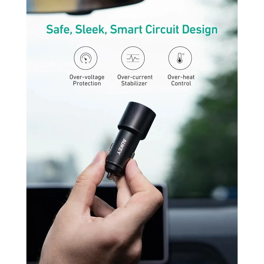 Juego de 2 Cargadores de Coche USB-A Super Rápidos de 2 Puertos para iPhone y Android - Pantalla LED Foto 4 de 4