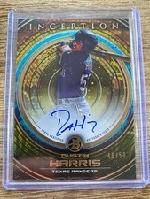 2022 Bowman Inception Prospect Gold Auto #/50 Dustin Harris Texas Rangers