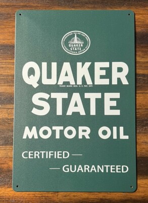 Quaker State Motor Oil Novelty Metal Sign 12'' x 8'' NEW!