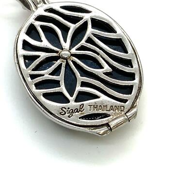 Vtg Sterling Signed David Sigal Flower Wrap Oval Onyx Intricate
