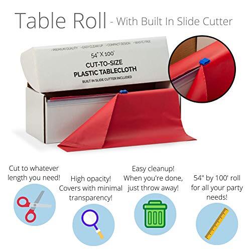 54 Inch X 100 Feet Emerald Green Plastic Table Cover Roll In A Cut To Size Box W