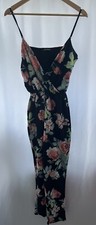 Black Floral V Neck Sleeveless Slim Jumpsuit Size M