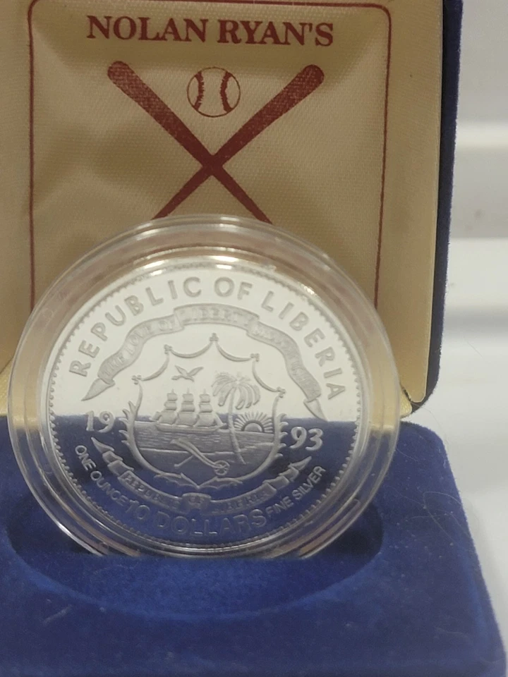 NOLAN RYAN 7th NO-HITTER 1993 2-Coin Set: 1 SILVER PROOF W/VELVET BOX w/ 1 MATTE - Image 3 of 4