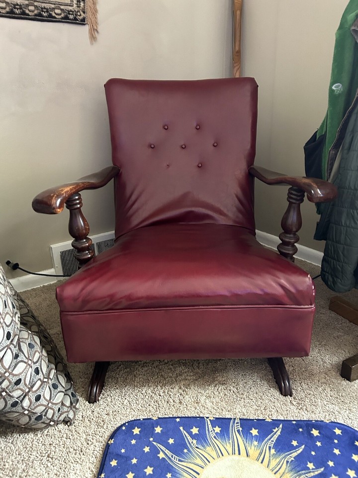 Vintage Red Leather Rocker | eBay
