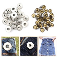 14 mm Jeans Knöpfe silber Metallschaft Hammer auf Denim Reparatur zum Nähen Jacken