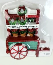 Tiny Treasures Christmas Poinsettia Cart Doll House Village Accessories 