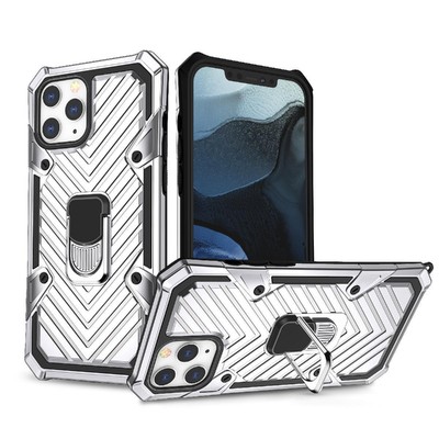 Reiko iPhone 12 Pro Max Kickstand Anti-Shock & Anti Falling Case in Silver | Max
