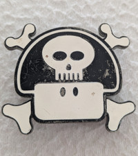 Vintage 2005 Nintendo Power Up Mushroom Skull Belt Buckle White And Black