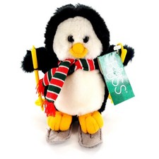 Vintage Russ Berrie Slopes Plush Penguin Skis Scarf 6 Stuffed Animal w/ Tags