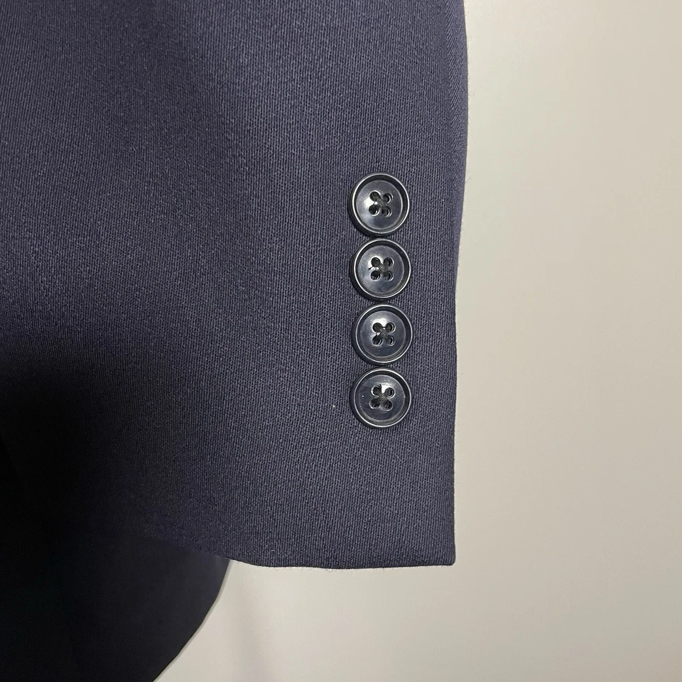 Abrigo deportivo J Ferrar para hombre 42R 44R azul marino mezcla de lana maciza tres botones Foto 4 de 4