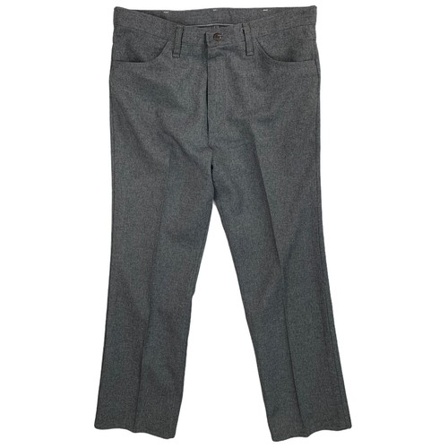 Vintage Wrangler Jeans 36x31 82HG Grey Polyester Slacks Gray Bootcut Pants USA