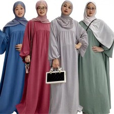 Muslim Women Long Sleeve Maxi Dress Abaya Dress Turkey Arab Robe Loose Casual