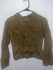 Womens Mossimo Canvas Tan Blazer Style Utility Jacket Size Small
