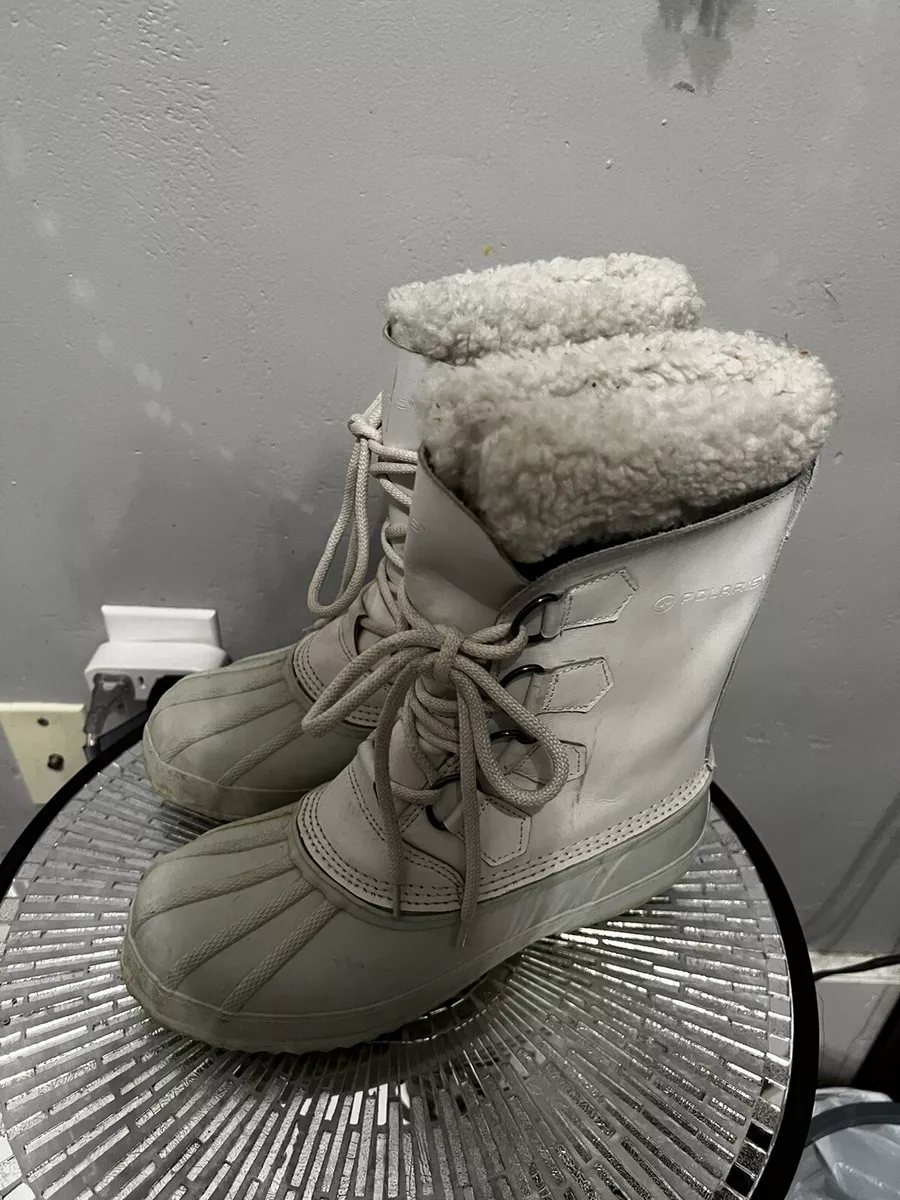 Polaris Womens White Snow Boots Sz 8