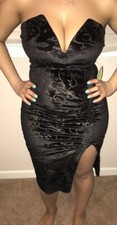 Sexy Plunging Dress With High Slit Sz Medium, New