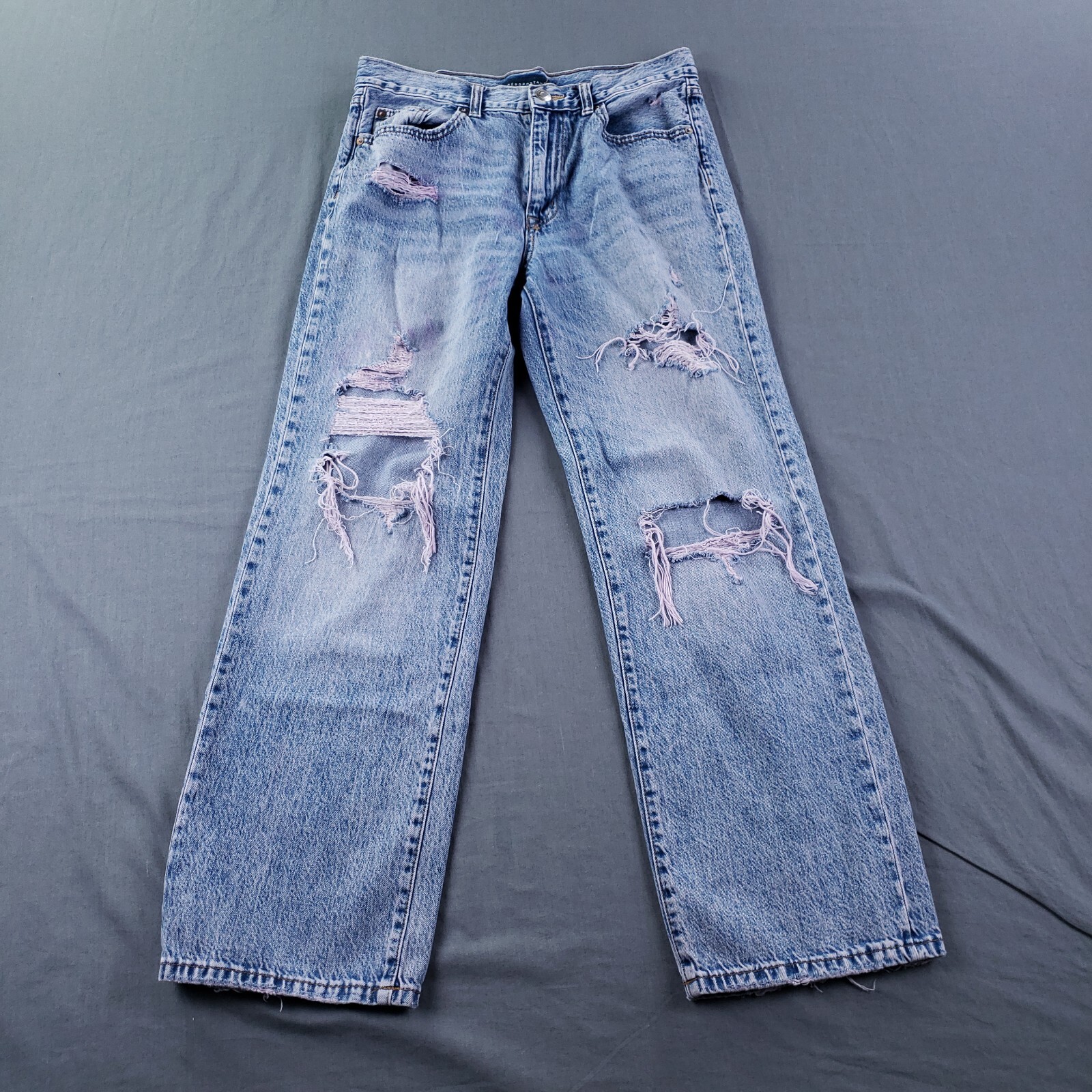 Vintage Y2K Ripped Acid Wash Aeropostale Womens Blue Pink Grunge Jeans Size 8