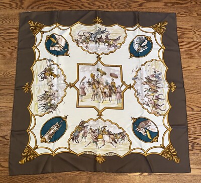 Hermes Scarf LES CHEVAUX DES MOGHOLS 90cm Silk Carre Foulard Jean