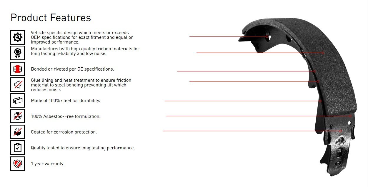Parking Brake Shoe SetDFC Parking Shoes R1 Concepts fits 2009 Kia