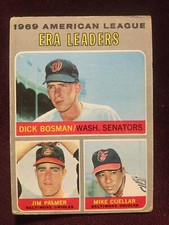 1970 Topps #68 AL ERA Leaders Bosman Palmer Cuellar Baseball Card  b