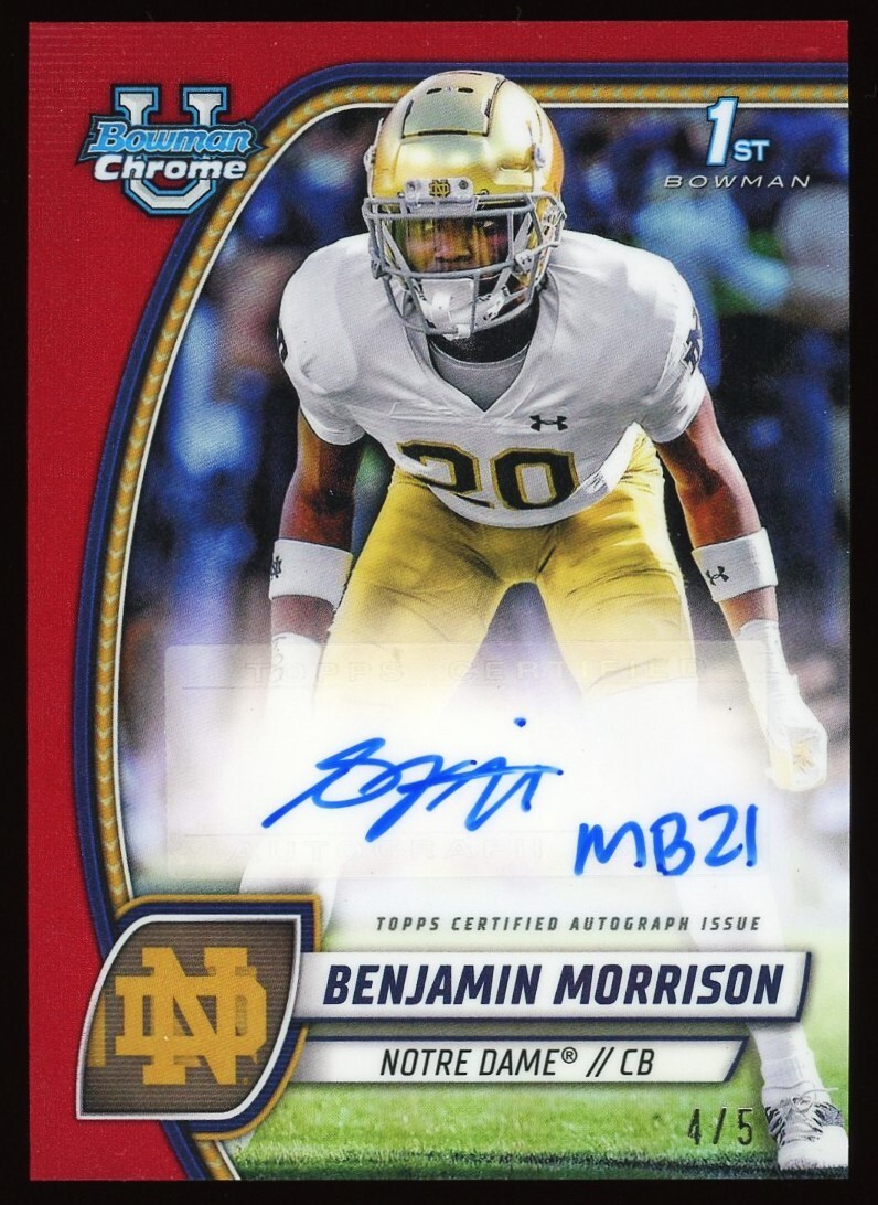 2024 Bowman Chrome University 1st Benjamin Morrison Red Refractor AUTO /5
