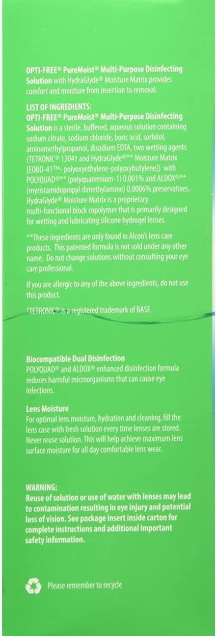 Opti-Free Pure Moist Disinfecting Contact Lens Cleaning Solution, 2x14 Oz