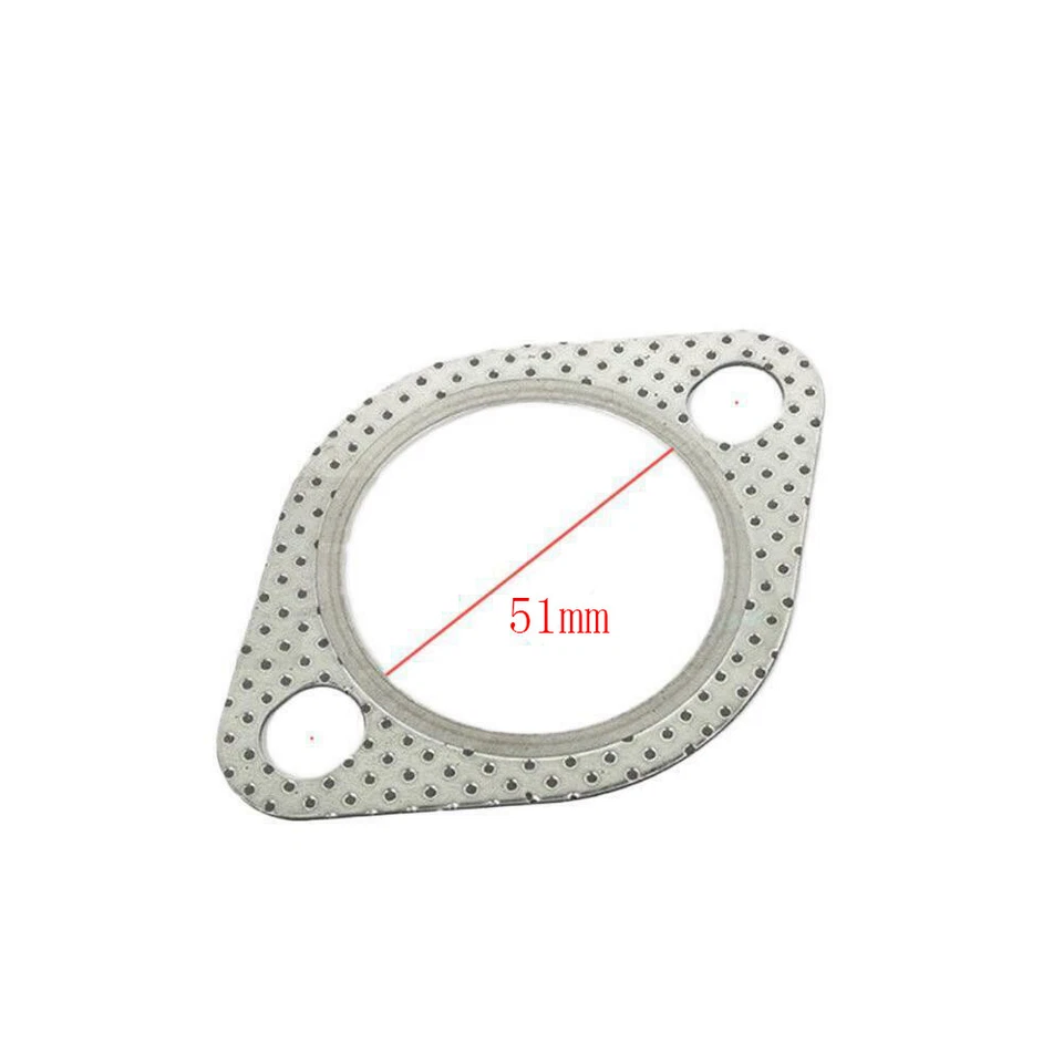 2pcs 51mm 2" Universal Performance Metal Exhaust Repair Gasket 2Bolt Hole Silver - Image 3 of 4