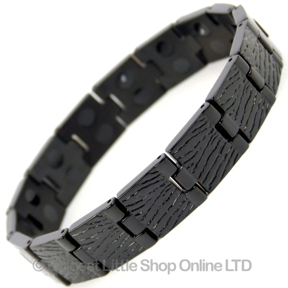 Herren Jet Schwarz Titan Magnetarmband NEU 28 Magnete NdFeB Neodym Therapie