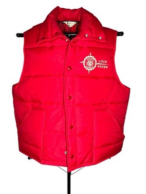 Vintage Lock Haven University Red Puffer Vest Mens L Leisurewear USA