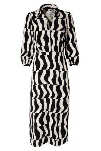 UNDERCOVER Abito donna monocromatico nero avorio manica 3 4 lunghezza media colletto aperto