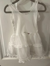 VTG  Me  T-3 Wht Tiered Ruffle Petticoat/Crinoline LaceTrimFull Circle DressSlip