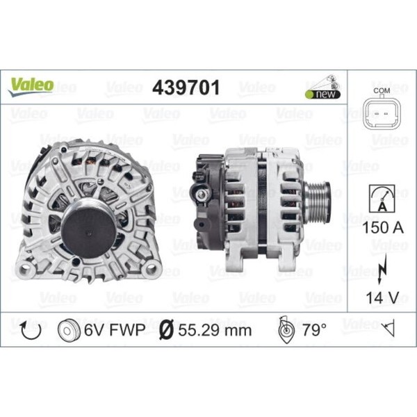 Valeo Generator Lichtmaschine 150A 14V FüR CitroëN C3 Kasten/SchräGheck-image