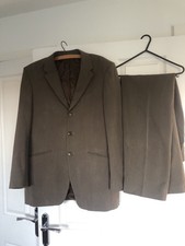 Next mens soft touch 2 piece suit Ch40"R W34R" Neutral Brown Vgc