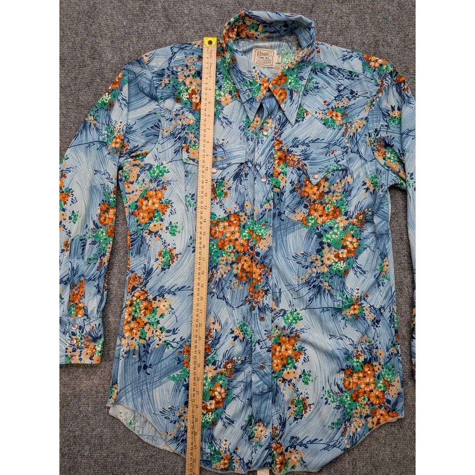 Vintage H Bar C California Ranchwear Floral Pearl Snap 17 Western Hippie Retro - Image 2 of 4