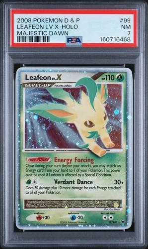 2008 POKEMON DIAMOND & PEARL MAJESTIC DAWN #99 LEAFEON LV.X-HOLO PSA 7