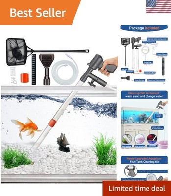 Efficient Aquarium Gravel Vacuum Cleaner with Aquatic Thermometer and Fish Net
