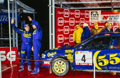 Colin McRae and Derek Ringer acknowledge the crowd after their thi- Old Photo