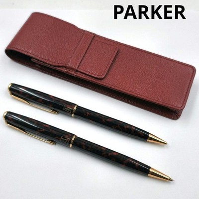 Excellent PARKER Sonnet Ballpoint Pen Mechanical Pencil Set Rare with Case