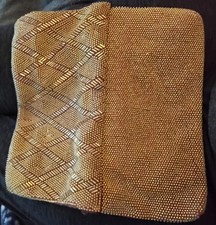 Vintage Gold Tone Plastic Bead 10 5 1/2 Clutch Bag. Snap Close Hong Cong Ex Cond
