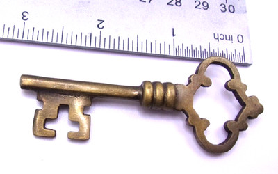 Solid Brass Fancy Shaped 3'' Key With Antique Vintage Finish #A11