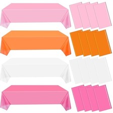 16 Pack Pink and Orange Plastic Tablecloths Disposable Rectangle Table Cloths