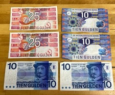 Netherlands 25 Gulden 1989 & 10 Gulden 1968/1997 Lot Of 6