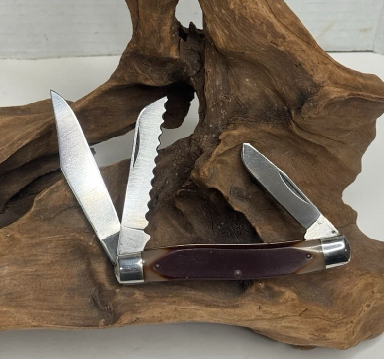 Hermoso CUCHILLO BLAZER VINTAGE SCHRADE EE. UU. 89OT OLD TIMER 3 HOJAS DE GANADERO Foto 3 de 4