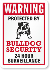 Security Warning Sign Bulldog Weatherproof Aluminum 8x12 Outdoor Plaque