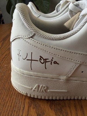 TRAVIS SCOTT x Nike Air Force 1 Low White Sneakers SIZE 9 - GOOD CONDITION