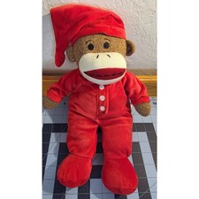 Sock Monkey  Plush Dan Dee Collector's Choice Red Pajamas Nightcap 15" Stuffed